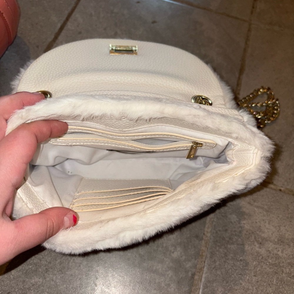 SHEIN White Fur-Trimmed Crossbody Bag